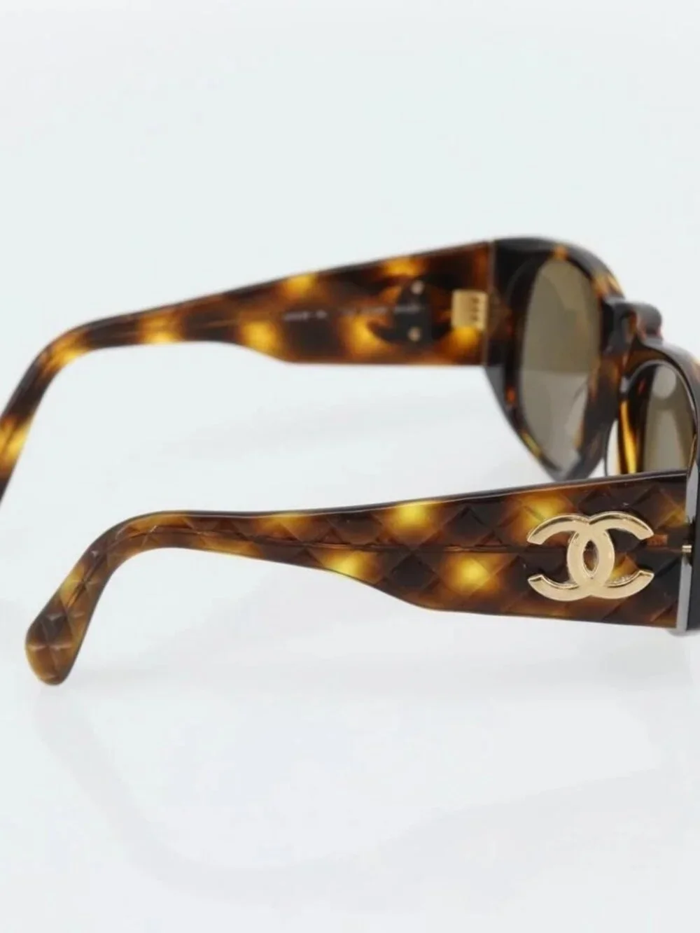 CHANEL Matelasse Sunglasses plastic Brown CC Auth 181242